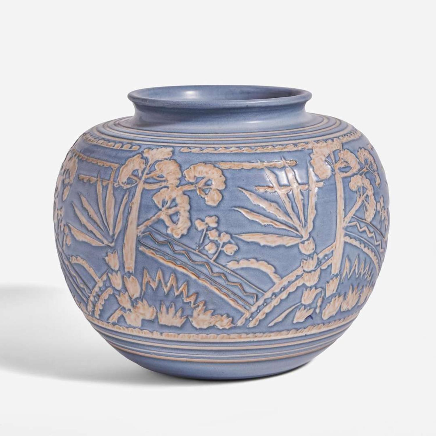 Marie Bentegeat Thormodsgard (American, 20th century) Large Sgrafitto Vase with Wild Carrots, North Dakota School of Mines, USA, circa 1932
