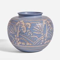 Marie Bentegeat Thormodsgard (American, 20th century) Large Sgrafitto Vase with Wild Carrots, North Dakota School of Mines, USA, circa 1932