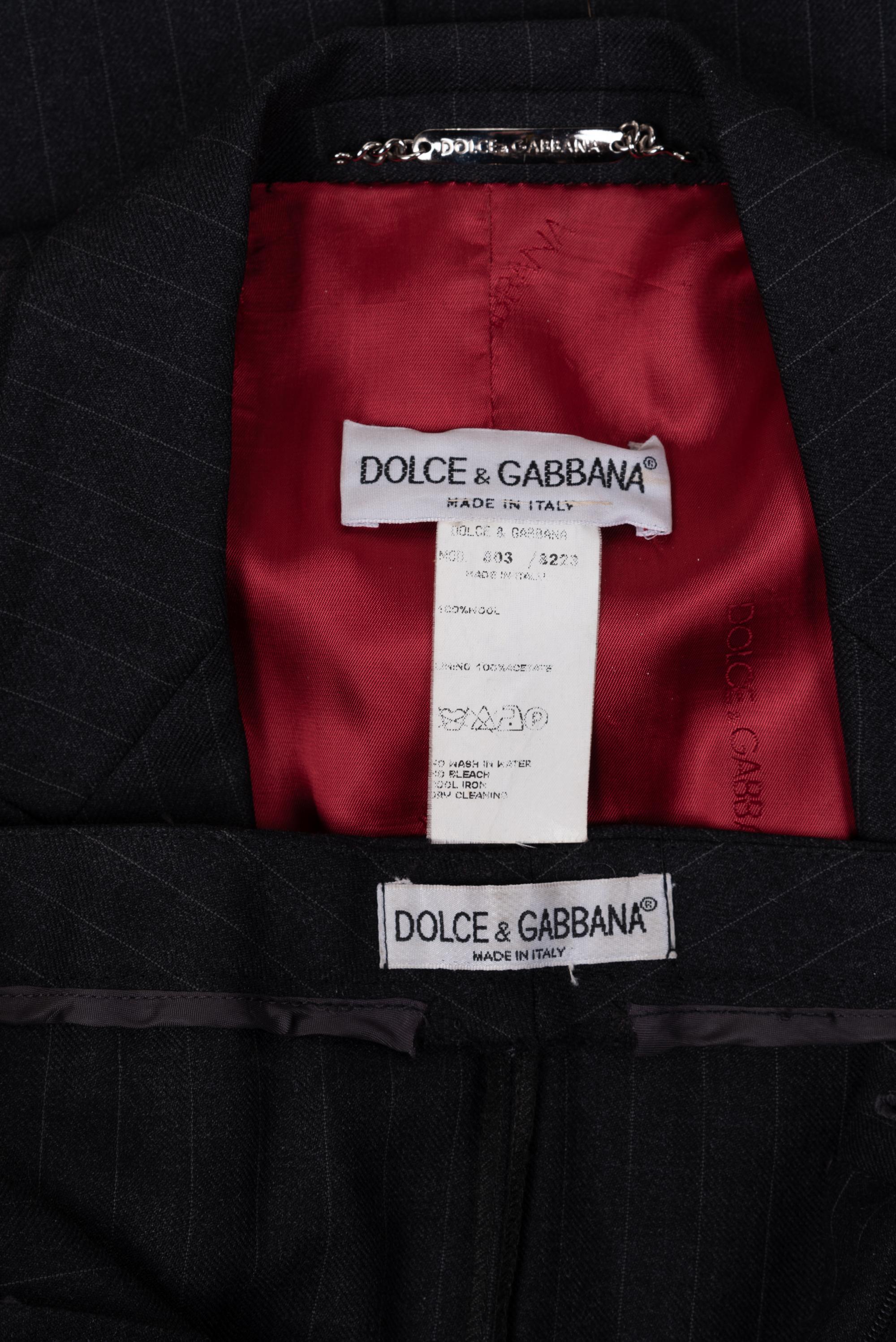 Dolce & Gabbana Pinstripe Long Coat and Pants Ensemble, 1990-2000s