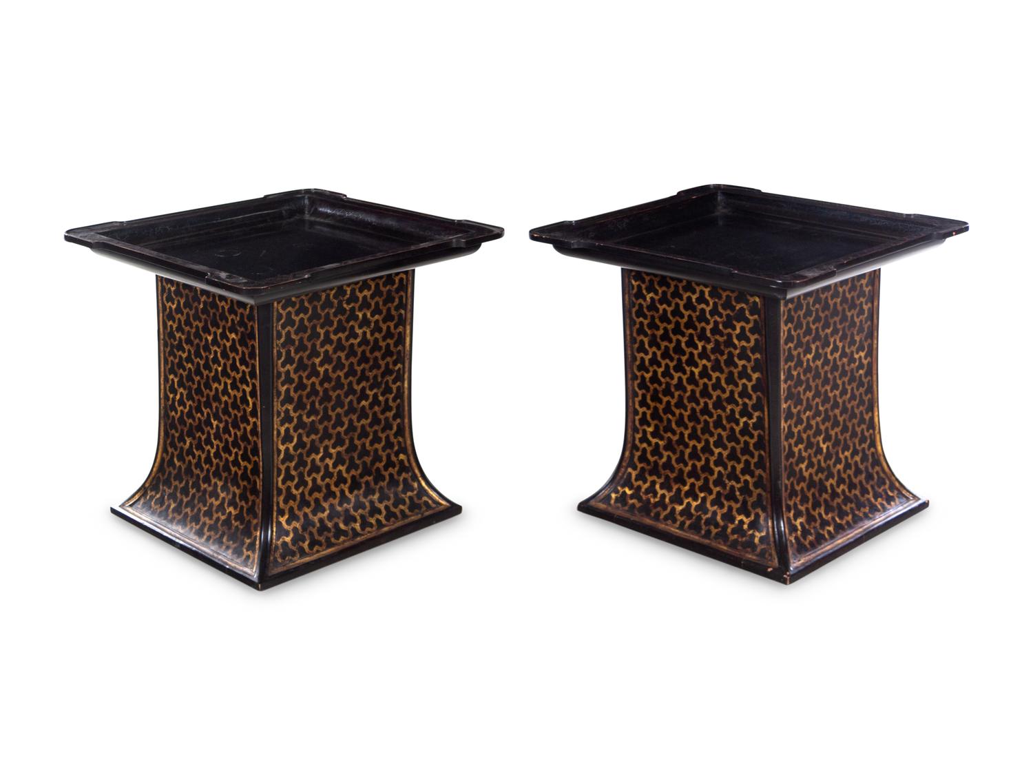 A Pair of Painted and Parcel Gilt Side Tables