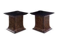 A Pair of Painted and Parcel Gilt Side Tables