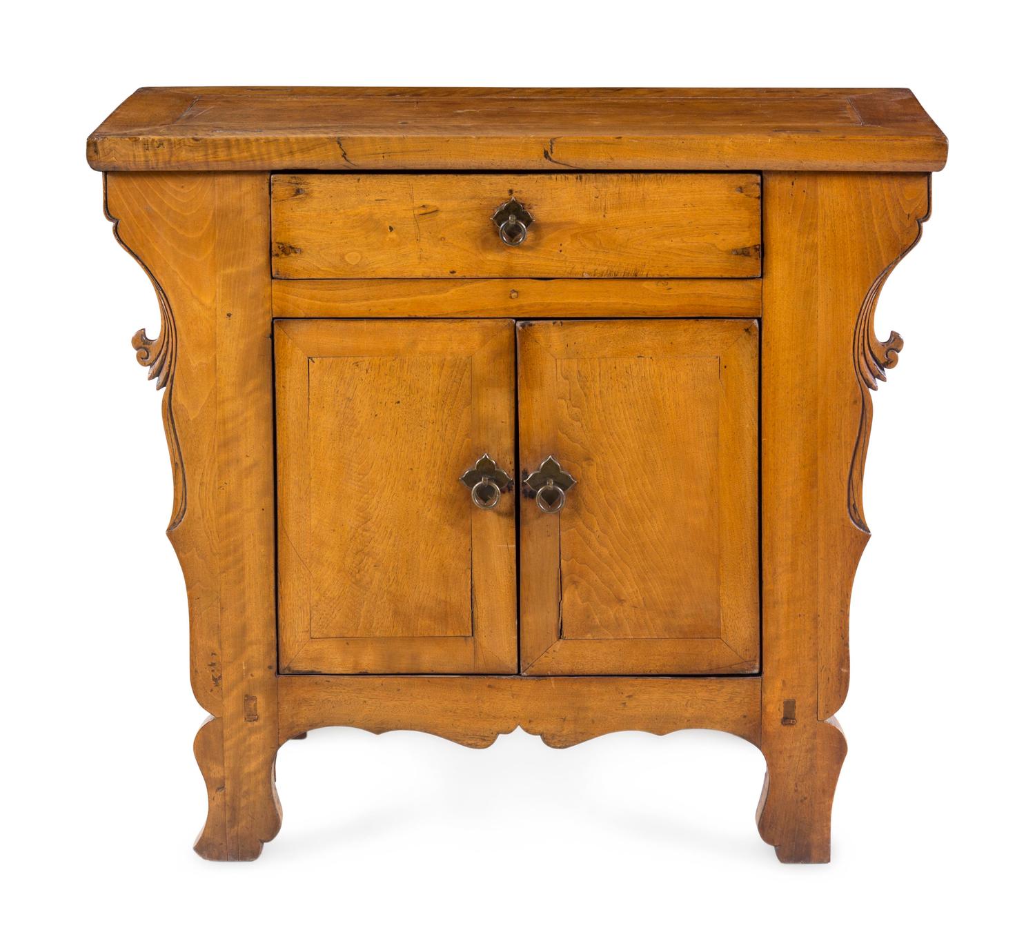 A Chinese Carved Elmwood Side Chest