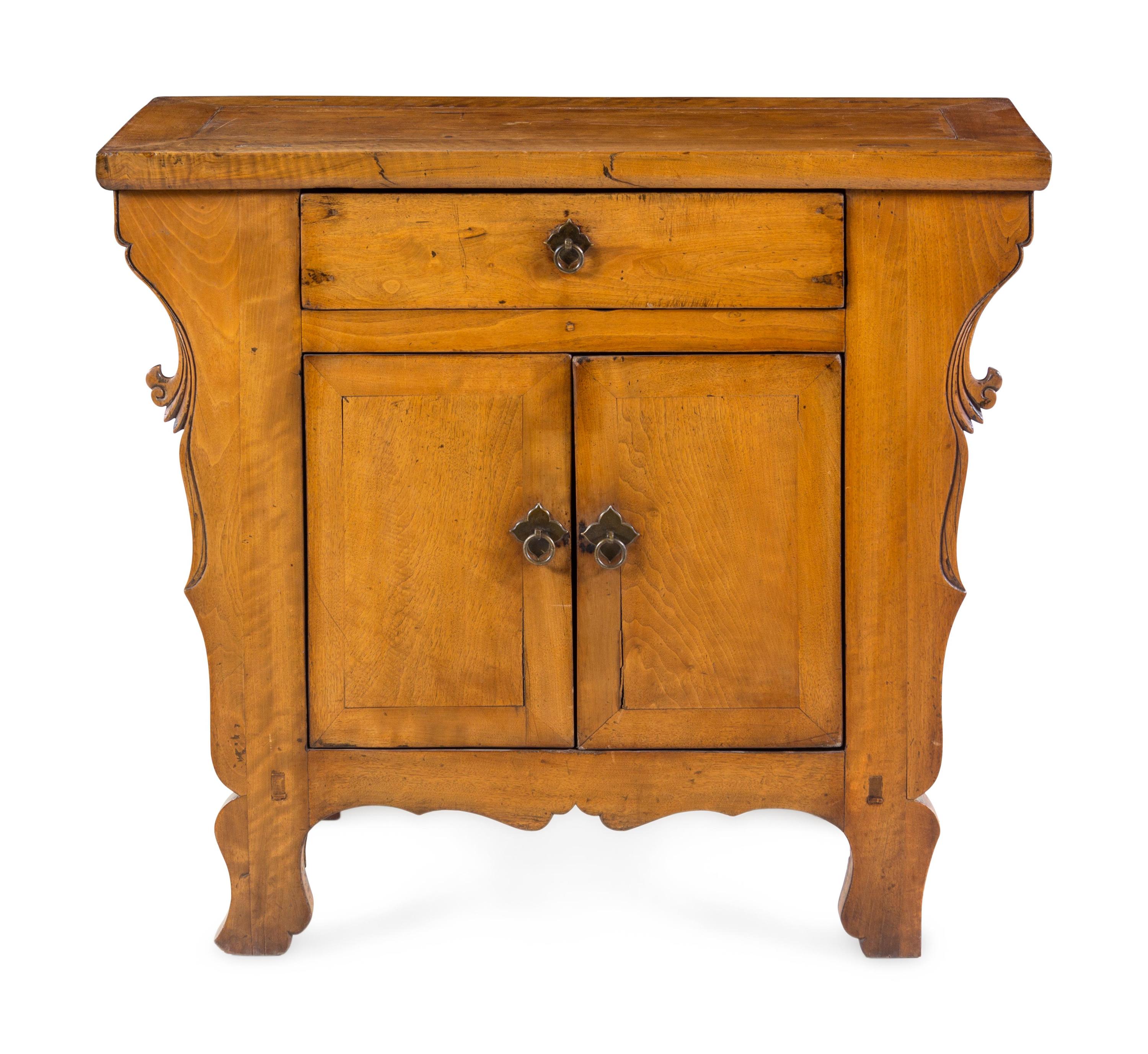 A Chinese Carved Elmwood Side Chest
