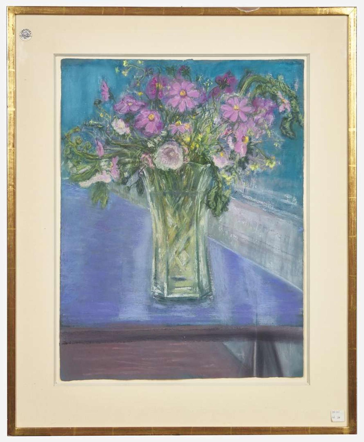 Jane Freilicher (American, 1924-2014) - Flowers on a Blue Surround