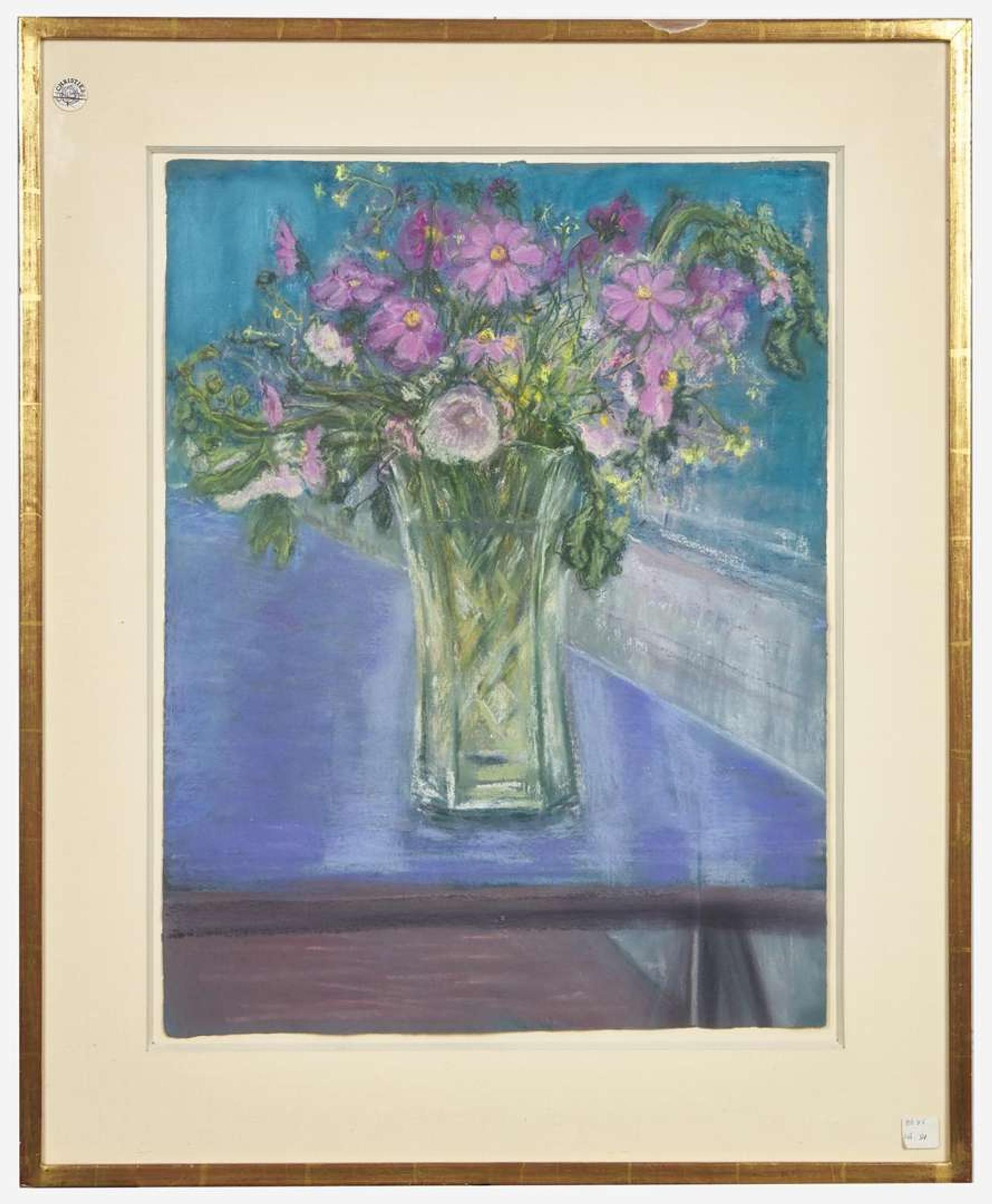 Jane Freilicher (American, 1924-2014) - Flowers on a Blue Surround