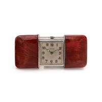 MOVADO, SILVER AND ENAMEL 'ERMETO' TRAVEL WATCH