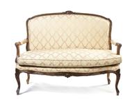 A Louis XV Style Giltwood Settee, Width 51 inches.
