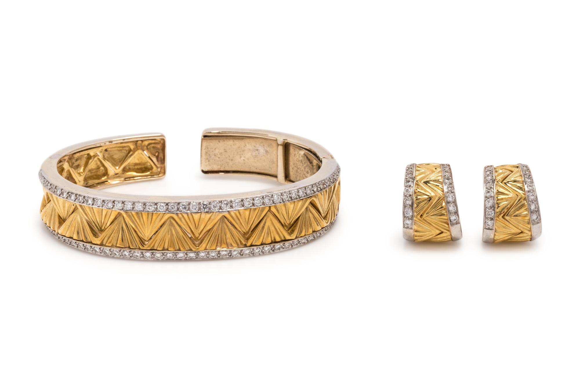 BICOLOR GOLD AND DIAMOND SET