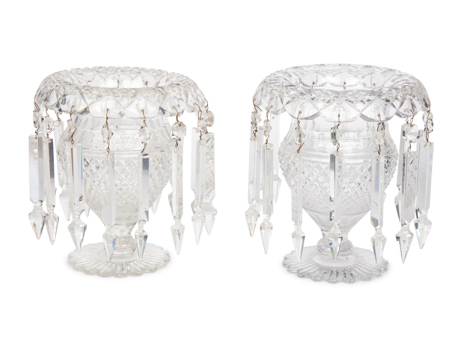 A Pair of Anglo-Irish Cut Glass Vases