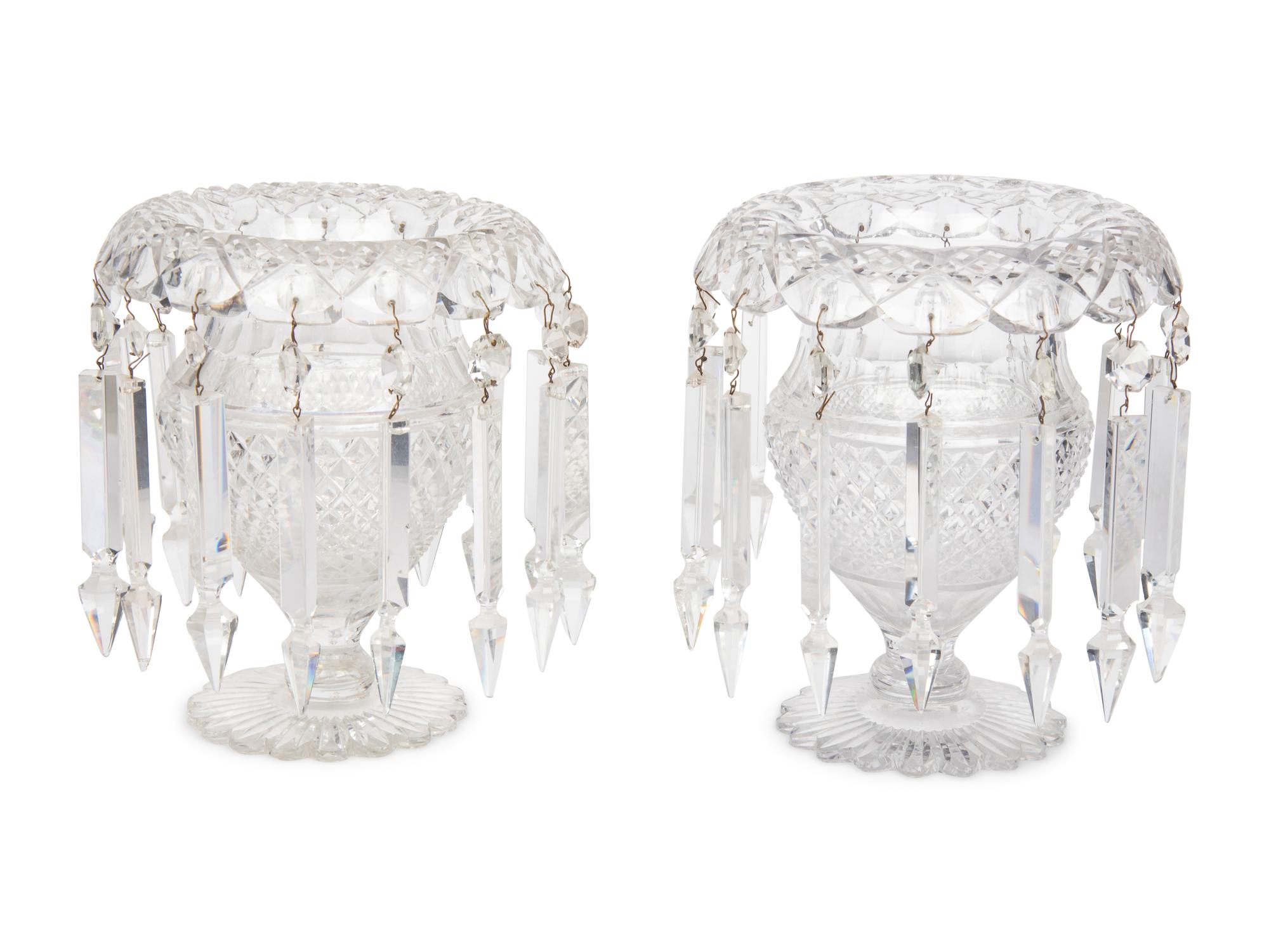 A Pair of Anglo-Irish Cut Glass Vases