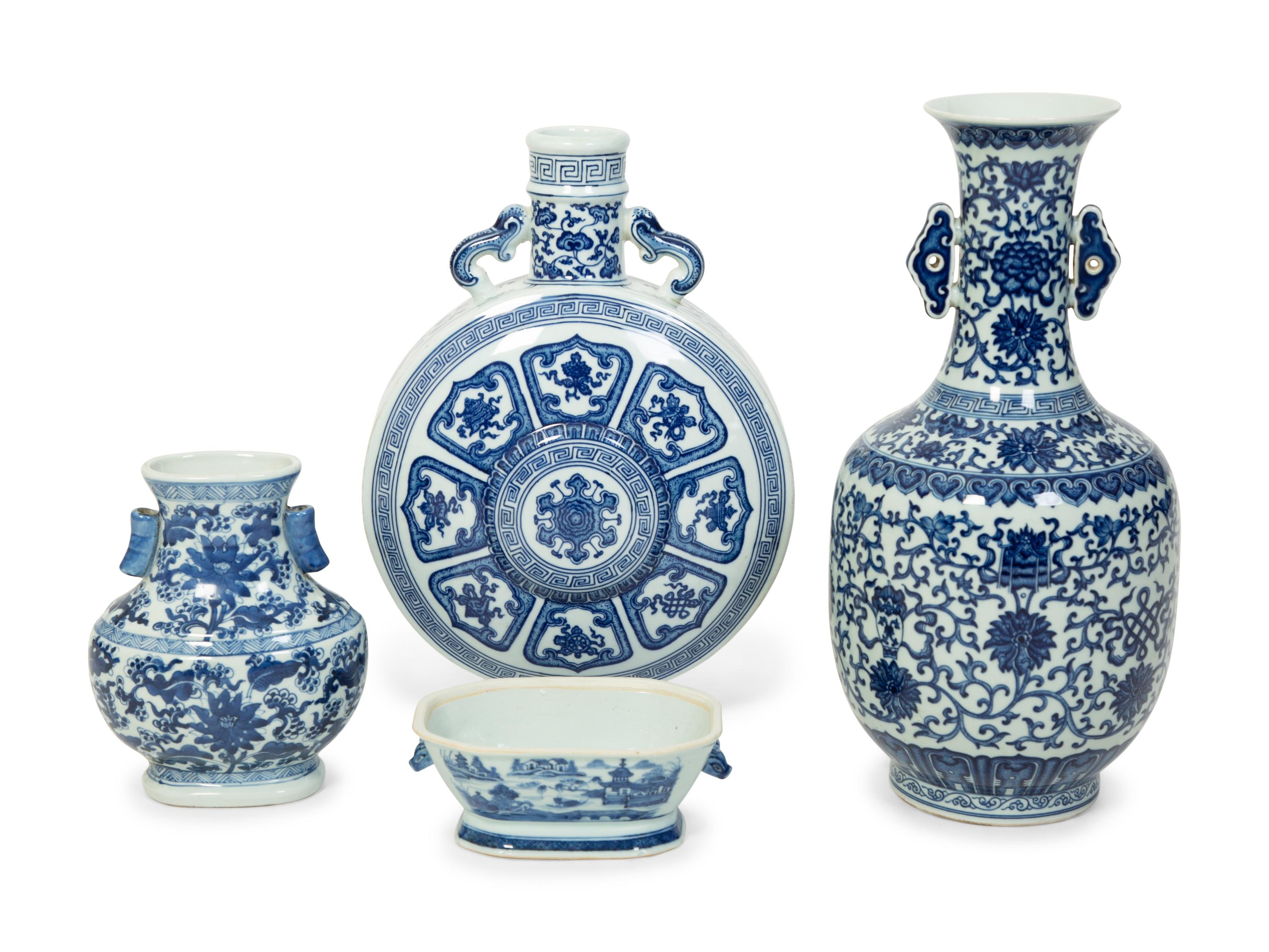 Four Chinese Blue and White Export Porcelain Vessels — 20TH CENTURY