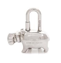 An Hermès Palladium Plated Hippopotamus Cadena Lock Charm, 1.5" L x 1.4" W.
