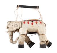 A Group of Seven Carved and Painted Wood Animalier Puppets