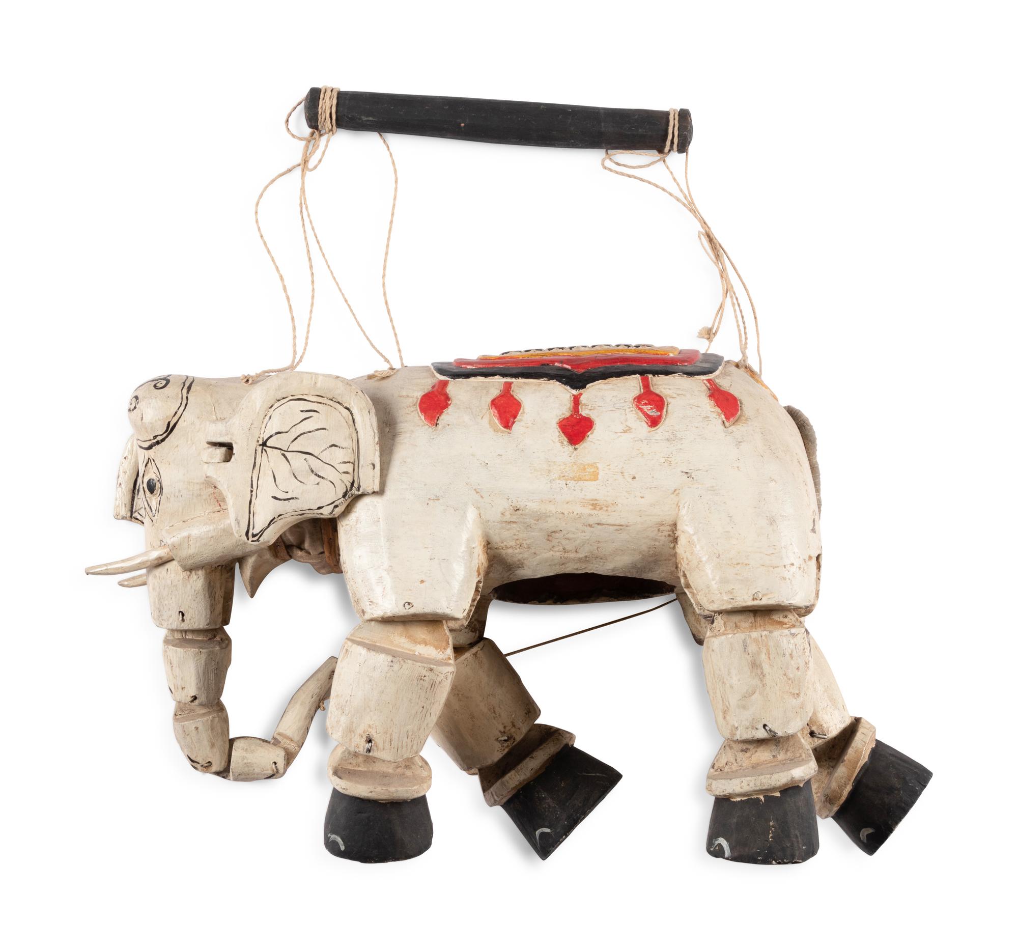 A Group of Seven Carved and Painted Wood Animalier Puppets