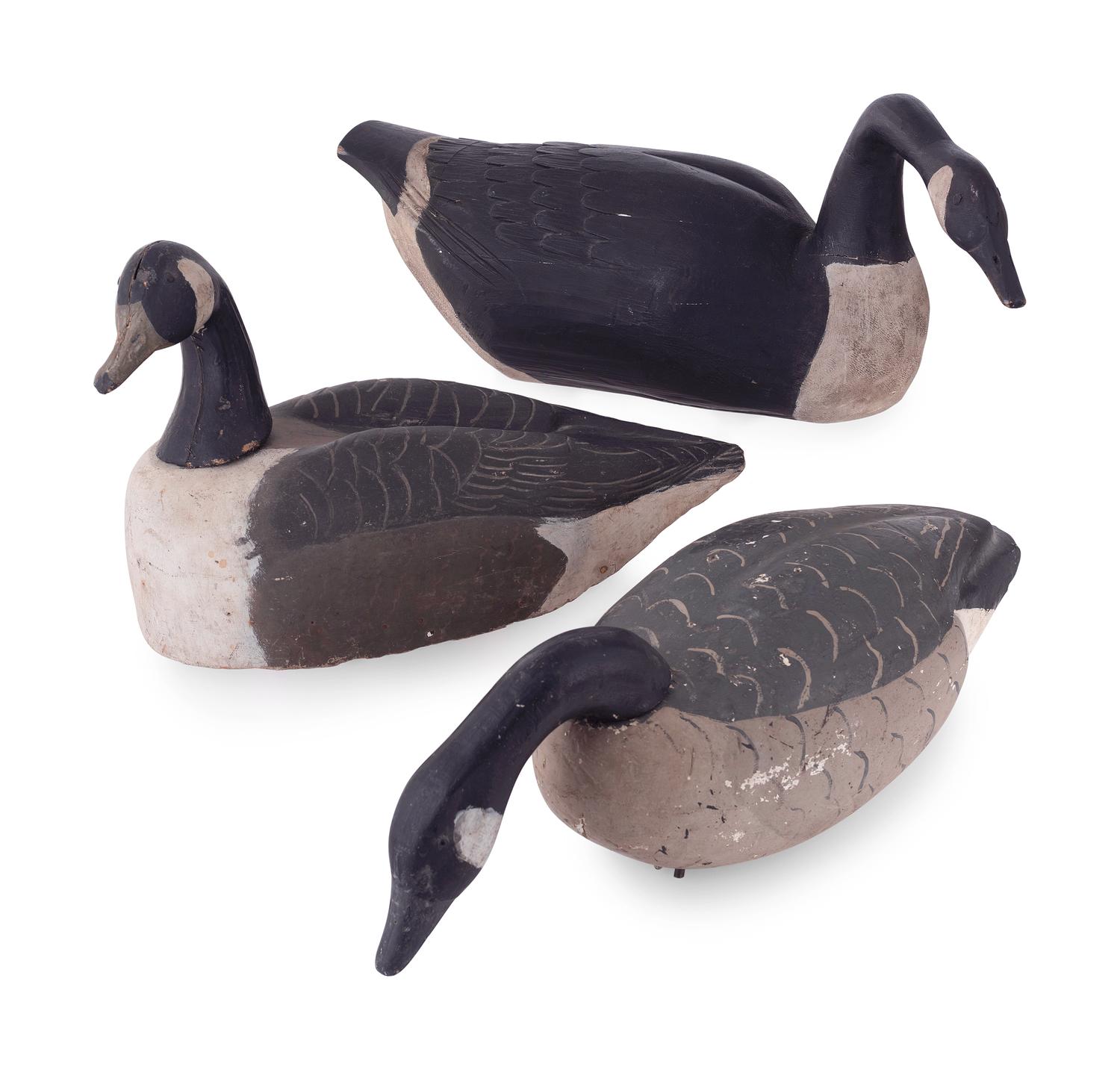 Three Painted Goose Decoys