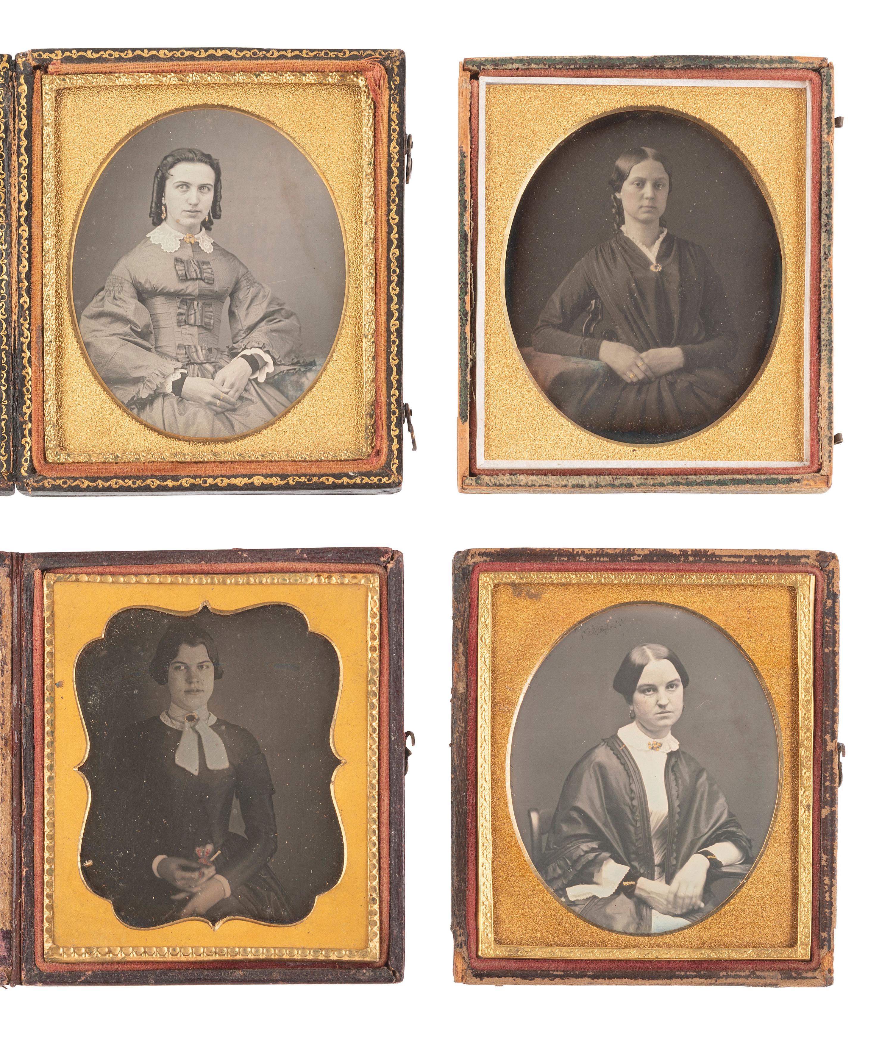 [EARLY PHOTOGRAPHY]. 20 daguerreotypes feat. women with gold accessories incl. example by PLUMBE.
