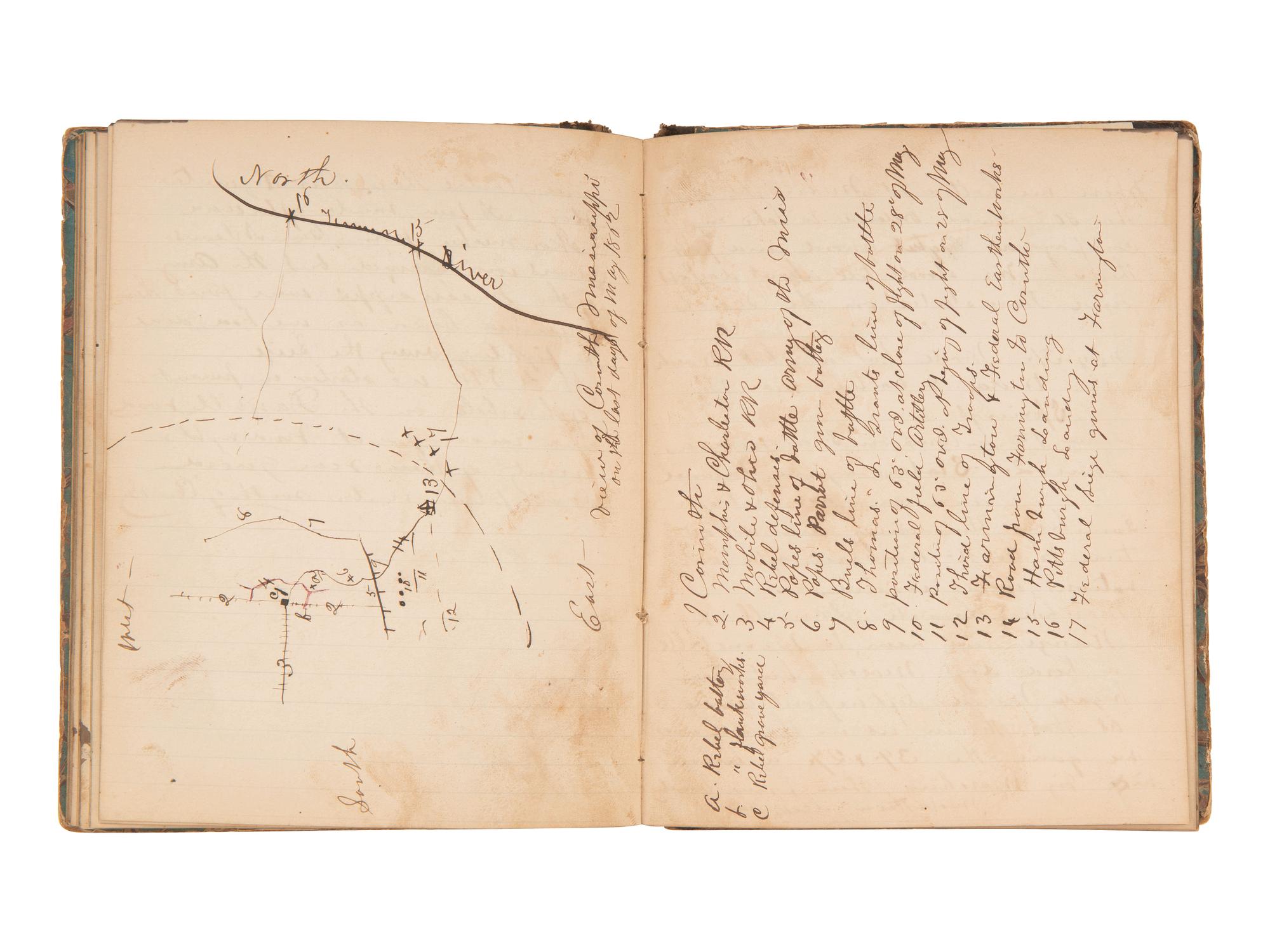 JACKSON, Col. Oscar L. (1840-1920). Five journals, incl. descriptions of Oscar L. Jackson's political activism during the 1860 campaign and his service with 63rd OVI, with campaign broadside noting Jackson as a speaker.