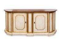 A Painted and Parcel Gilt Sideboard