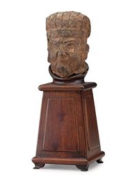 A Chinese Bronze Head of a Priest