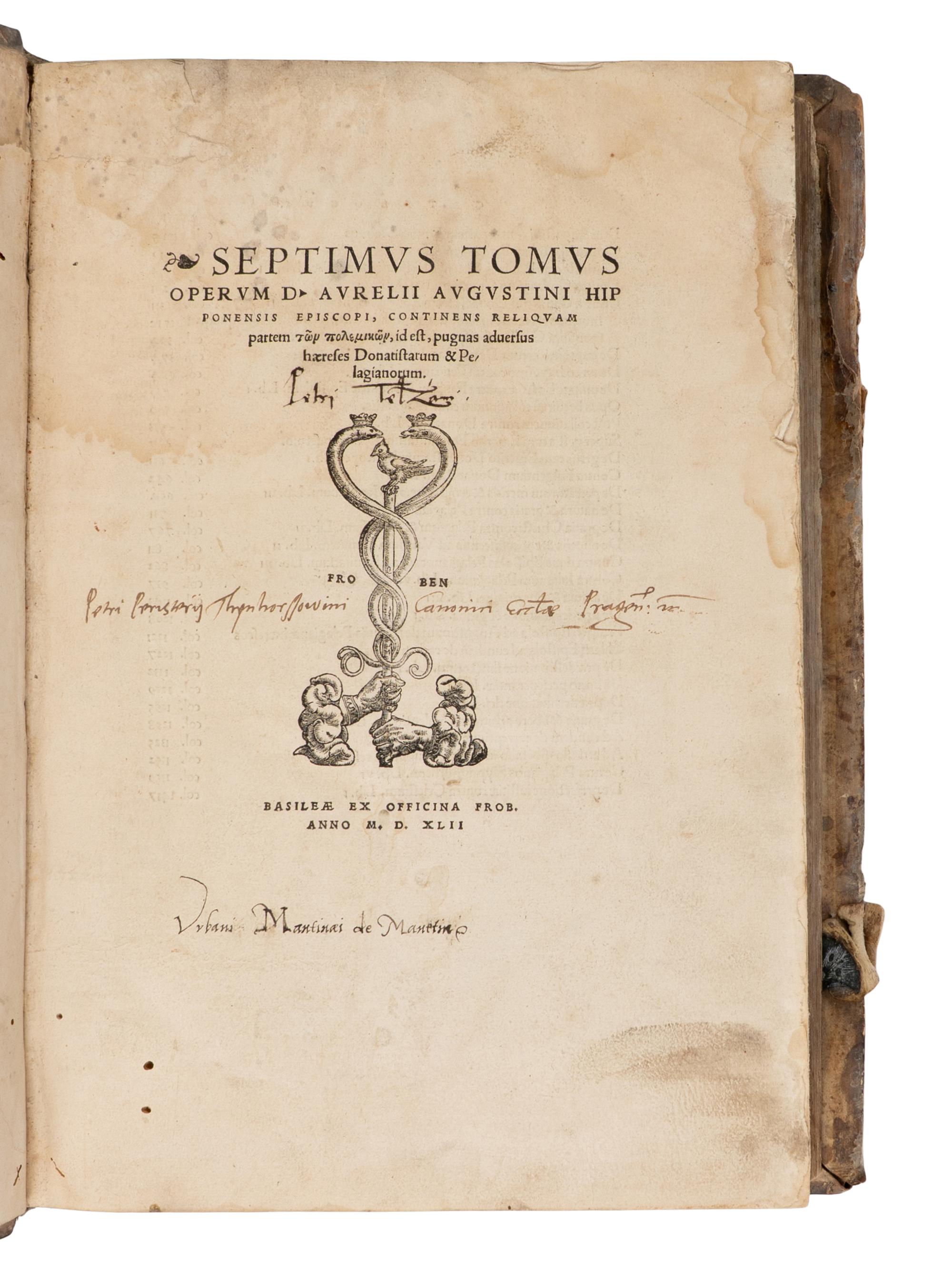 [Early Printing] Augustine, Saint, Bishop of Hippo. Septimus Tomus Operum d' Aurelli Augustini Hip
