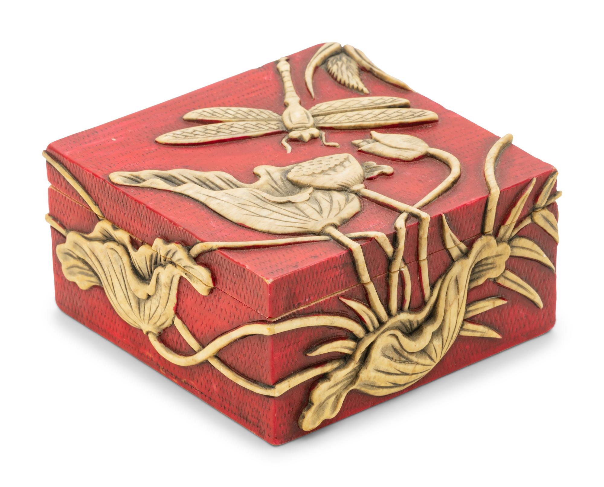 A Chinese Colored Soapstone Covered Box