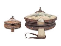 Two Carved and Painted Decorated Wood and Leather Bellows