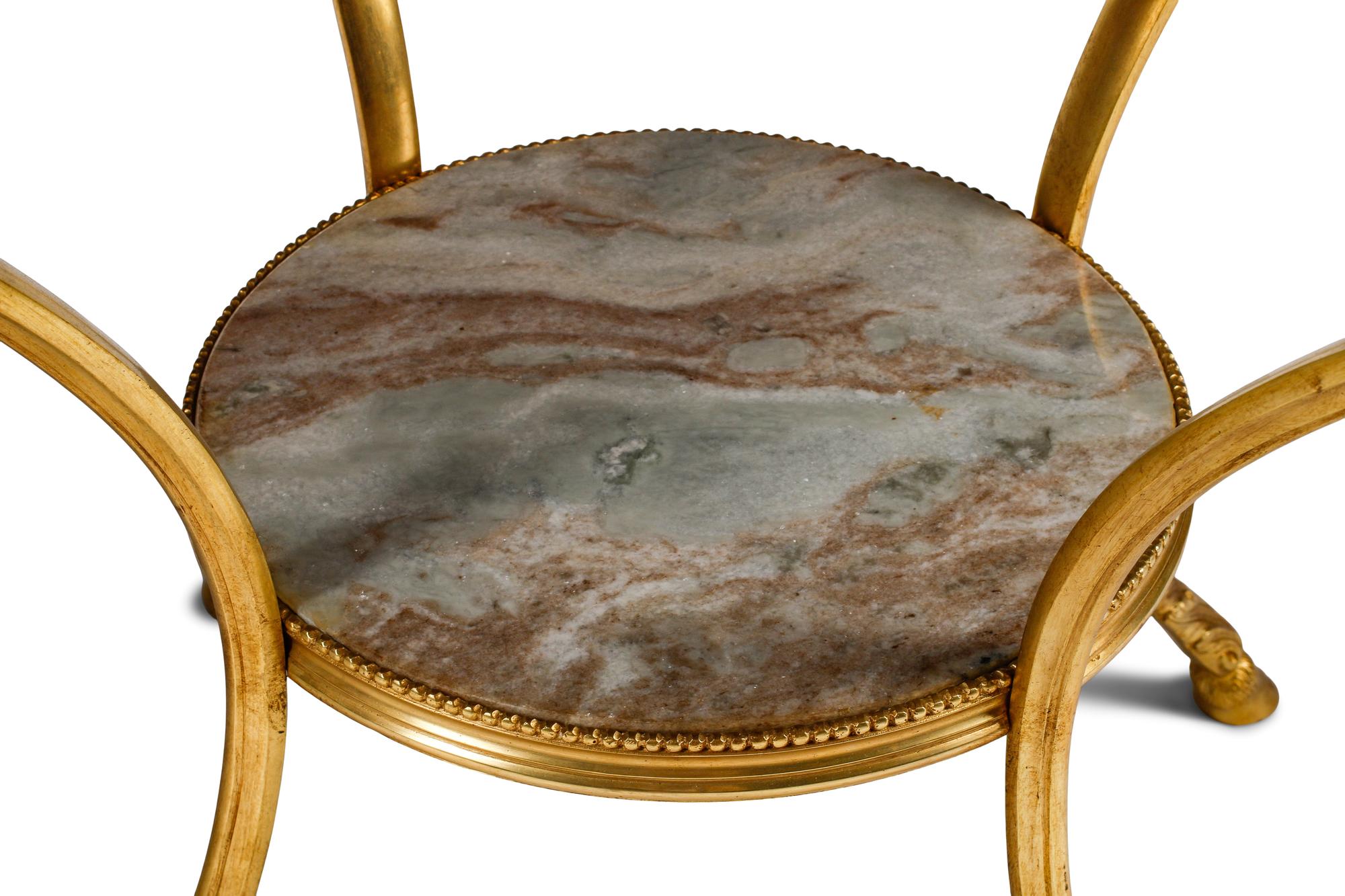 A Pair of Louis XVI Style Gilt Bronze and Marble Gueridons