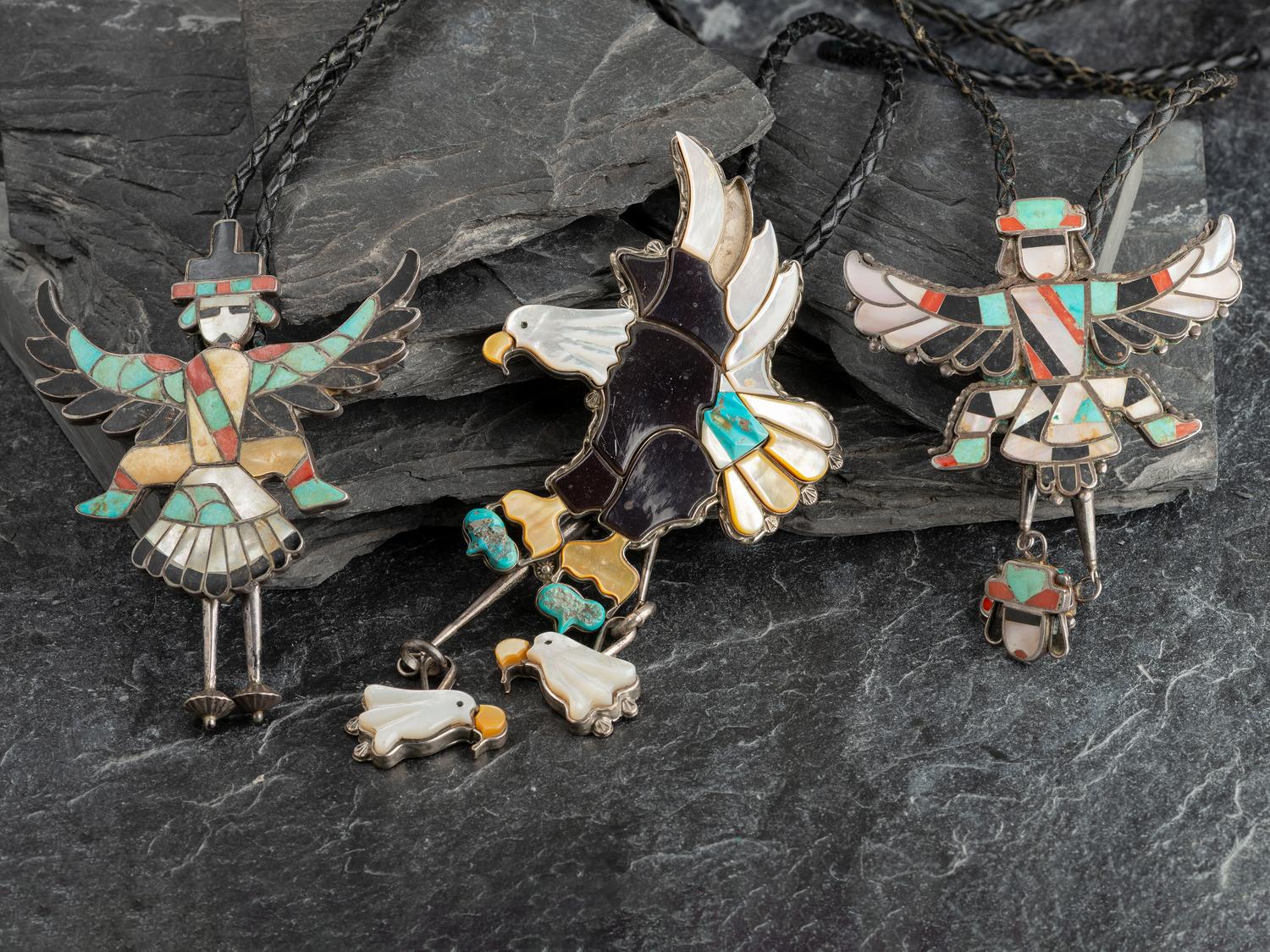 Zuni, Navajo, and Southwestern-style Bolo Ties