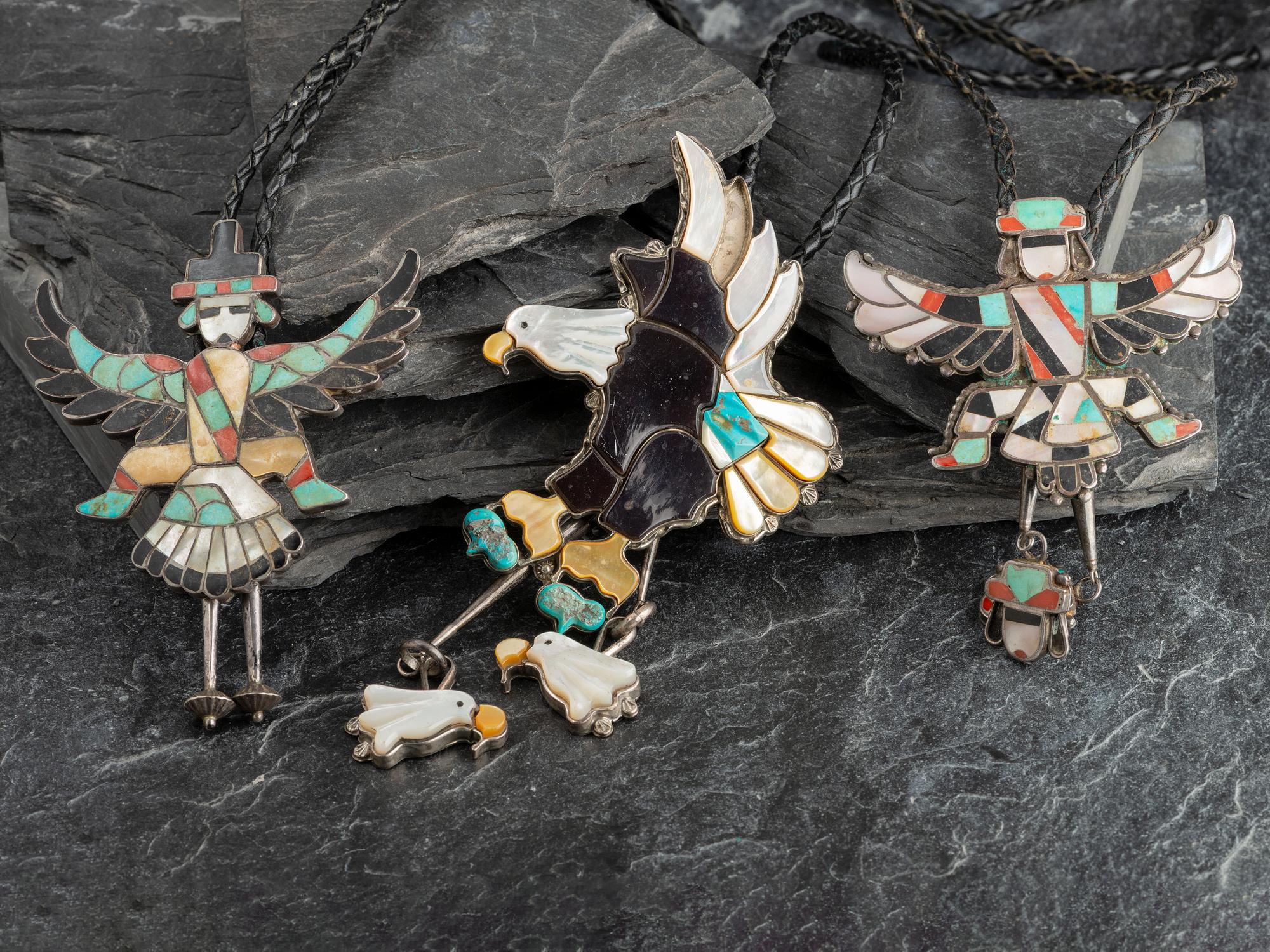 Zuni, Navajo, and Southwestern-style Bolo Ties