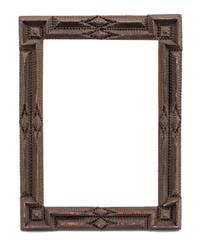 A Tramp Art Picture Frame Height 13 x width 17 inches.