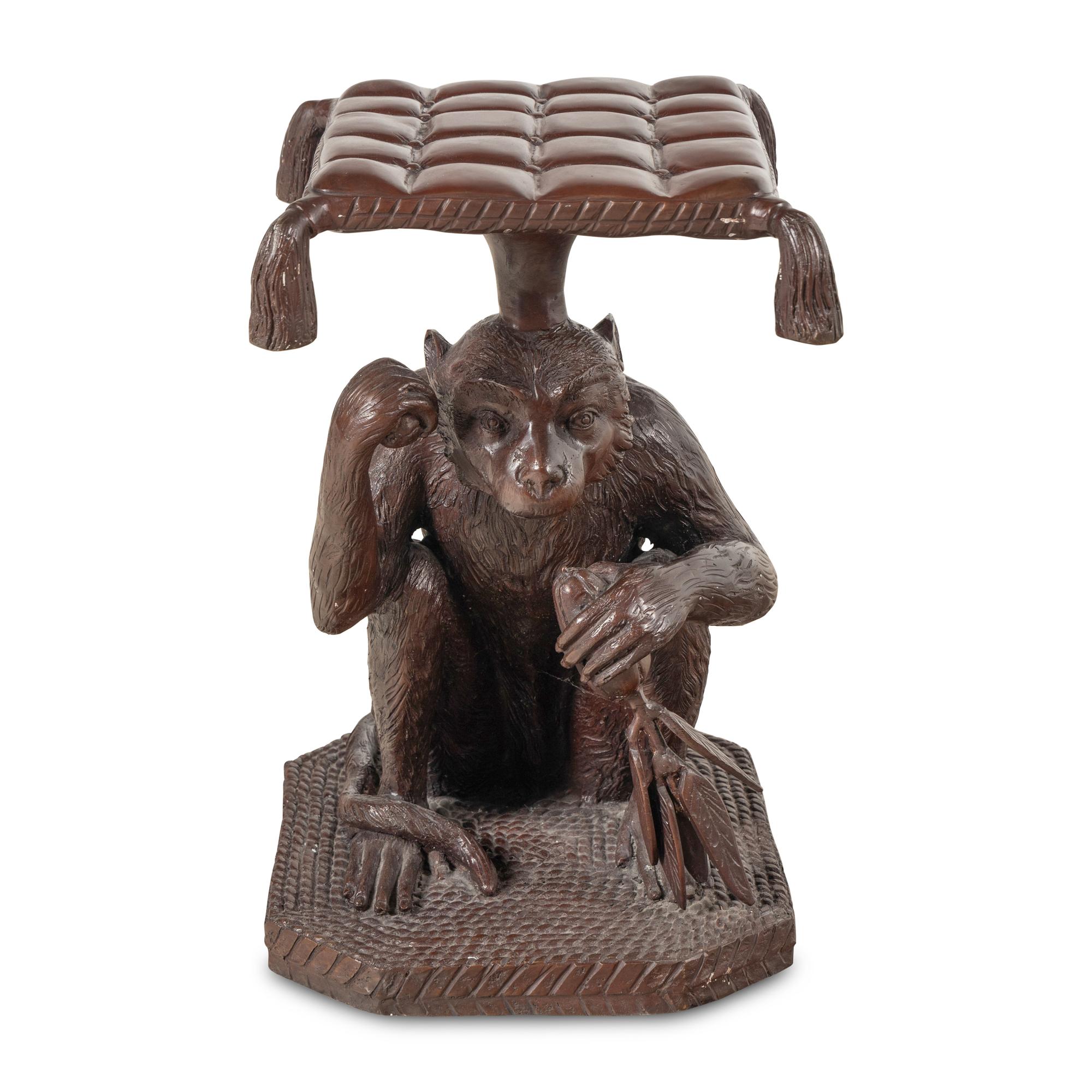 A Patinated Bronze Monkey-Form Stool
