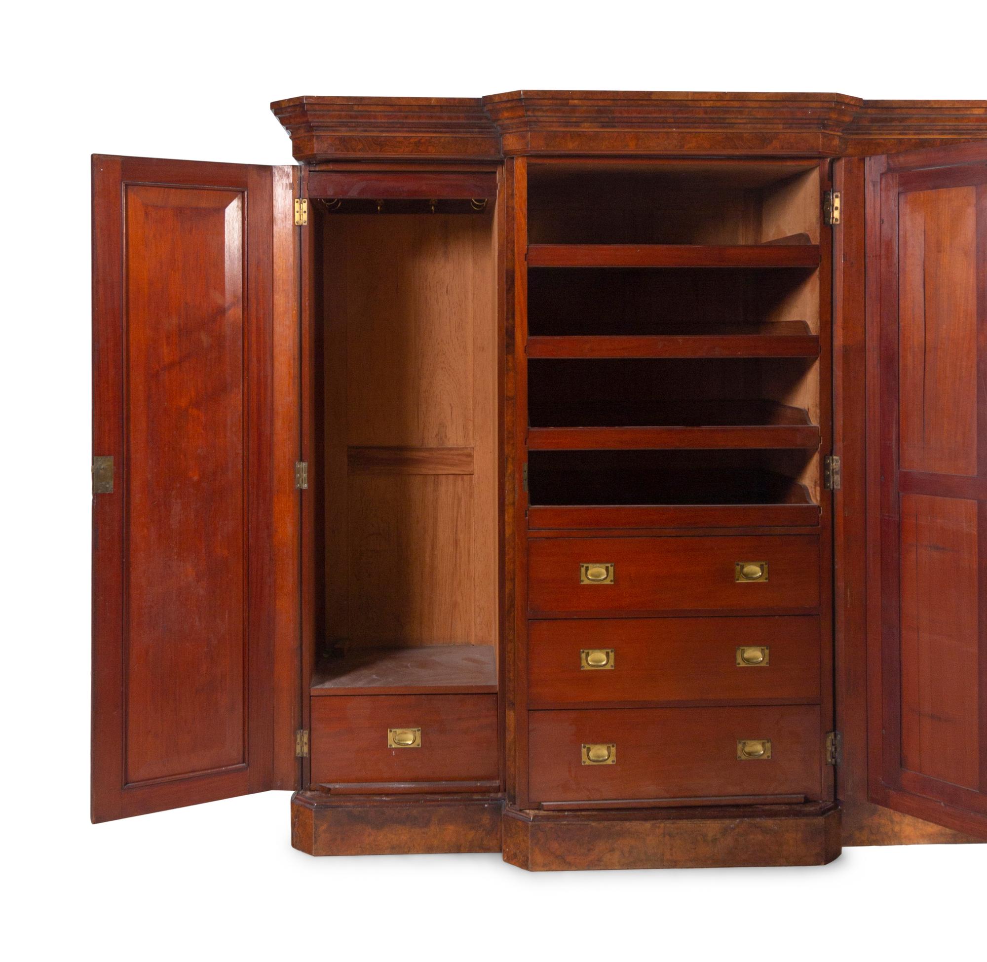 An Edwardian Burl Walnut Armoire
