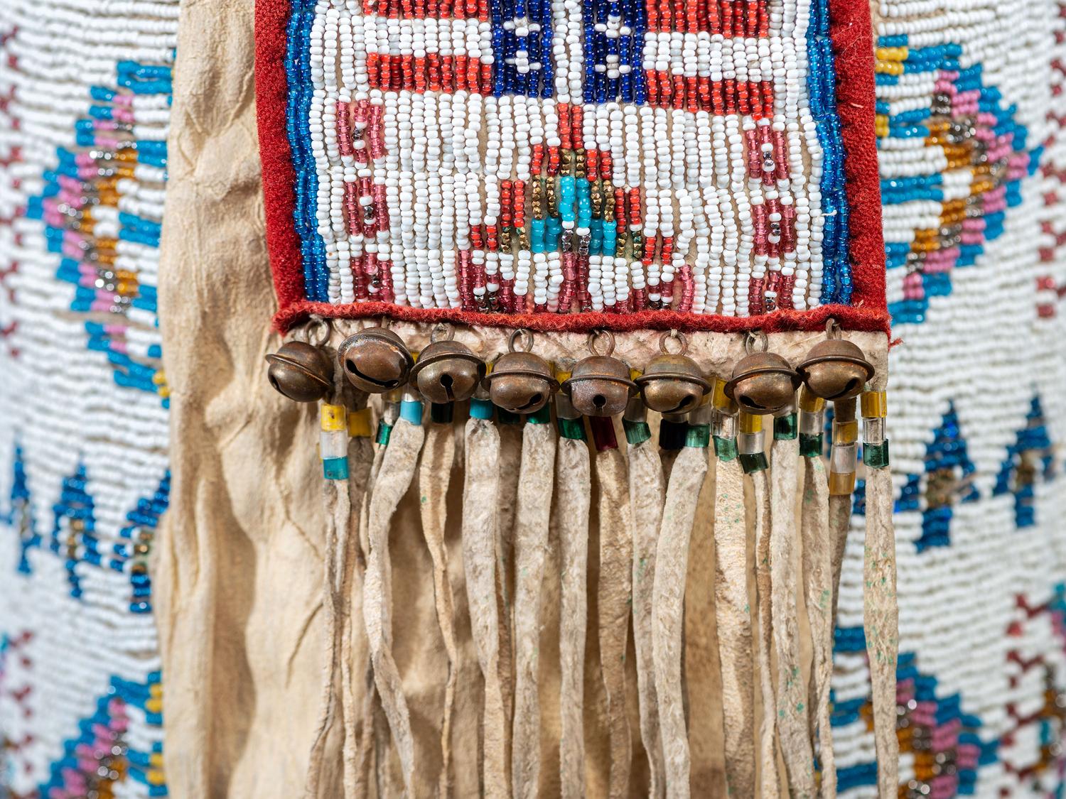 Sioux Beaded Hide Cradle, with American Flags