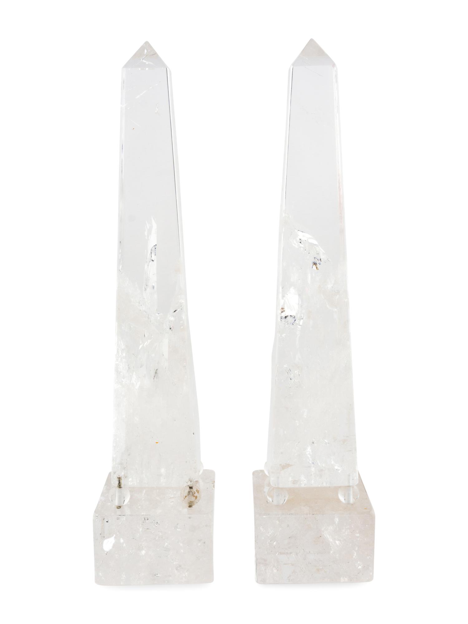 A Pair of Rock Crystal Obelisks