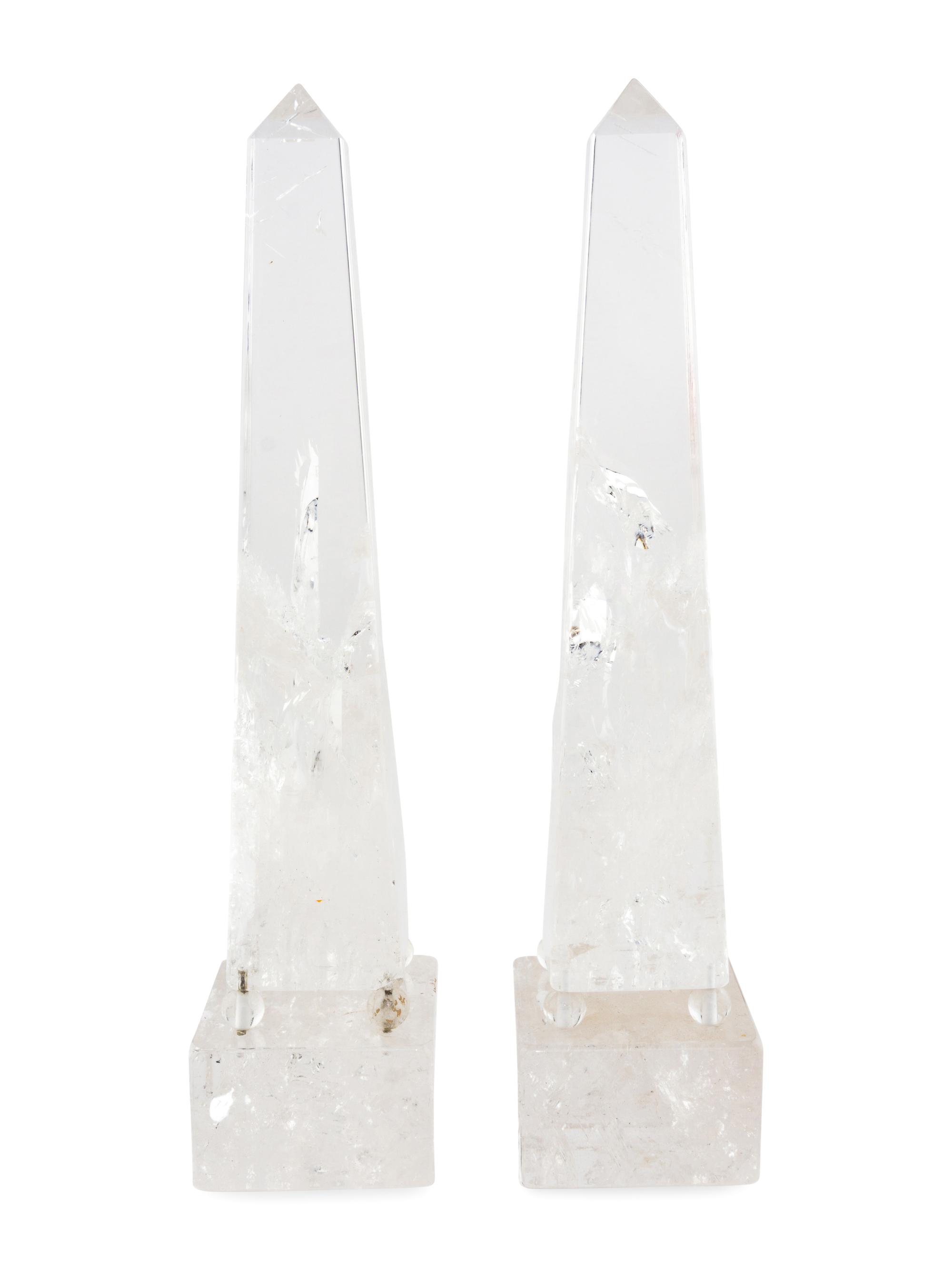 A Pair of Rock Crystal Obelisks