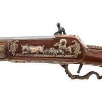 Contemporary Snaphance Rifle with Heavily Decorated Inlays by John B. Derrick (American, b.1936)