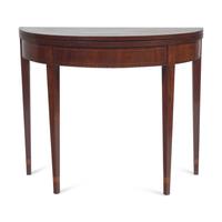 A Federal Inlaid Mahogany Demilune Card Table
