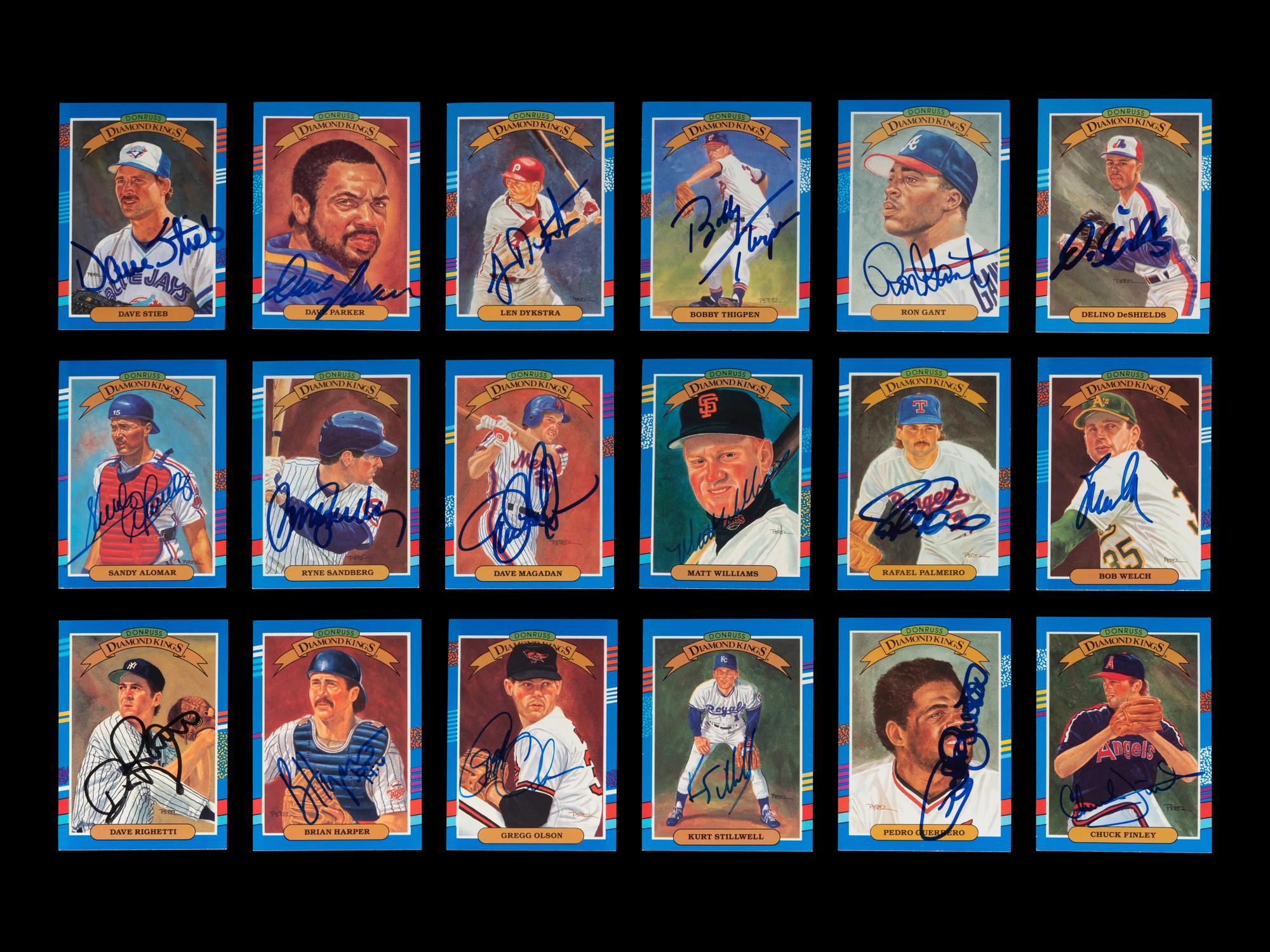 A Group of 18 1991 Donruss Diamond Kings Signed Autograph Baseball Cards,