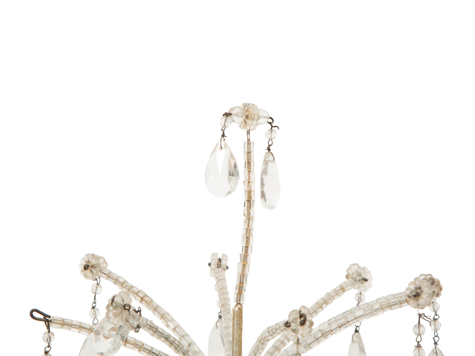 A Pair of Louis XV Style Cut Glass Five-Light Girandoles in Silvered Wood Bases