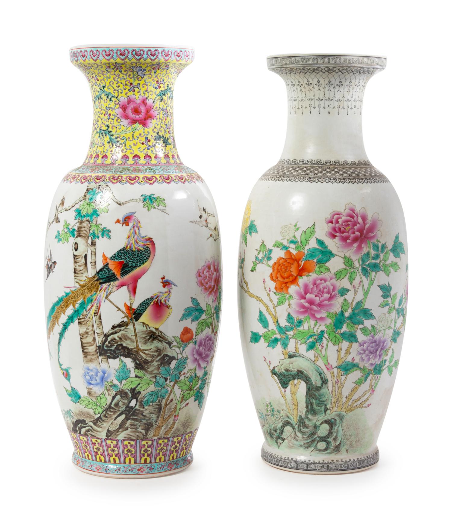 Two Chinese Famille Rose Porcelain Vases