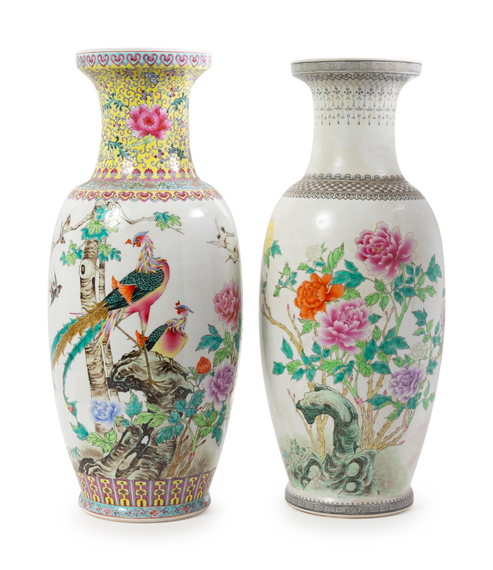 Two Chinese Famille Rose Porcelain Vases