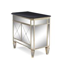 A Contemporary Mirrored Marble-Top Side Cabinet