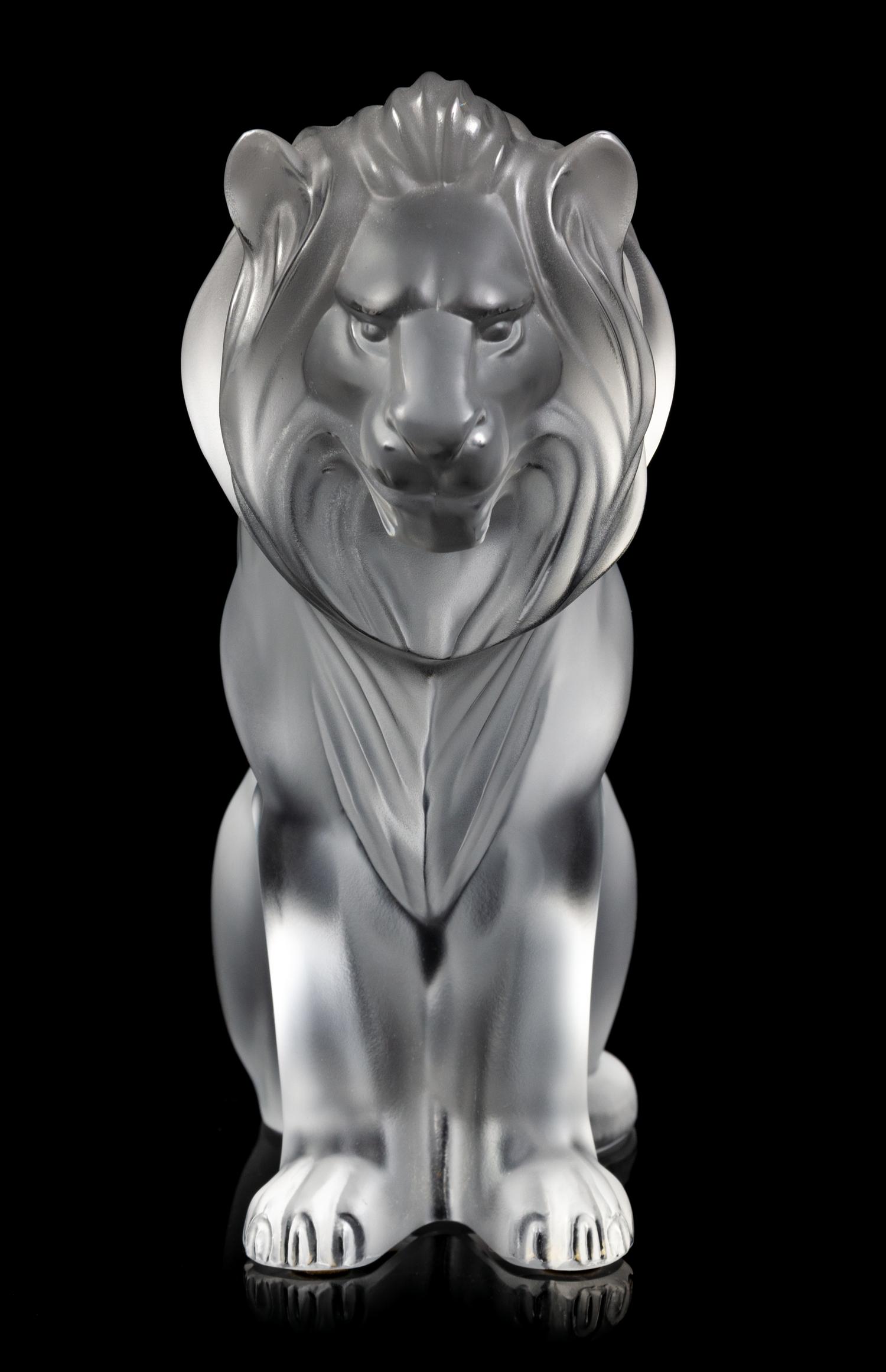 A Lalique Molded and Frosted Glass Lion