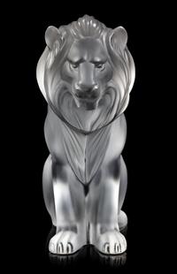 A Lalique Molded and Frosted Glass Lion
