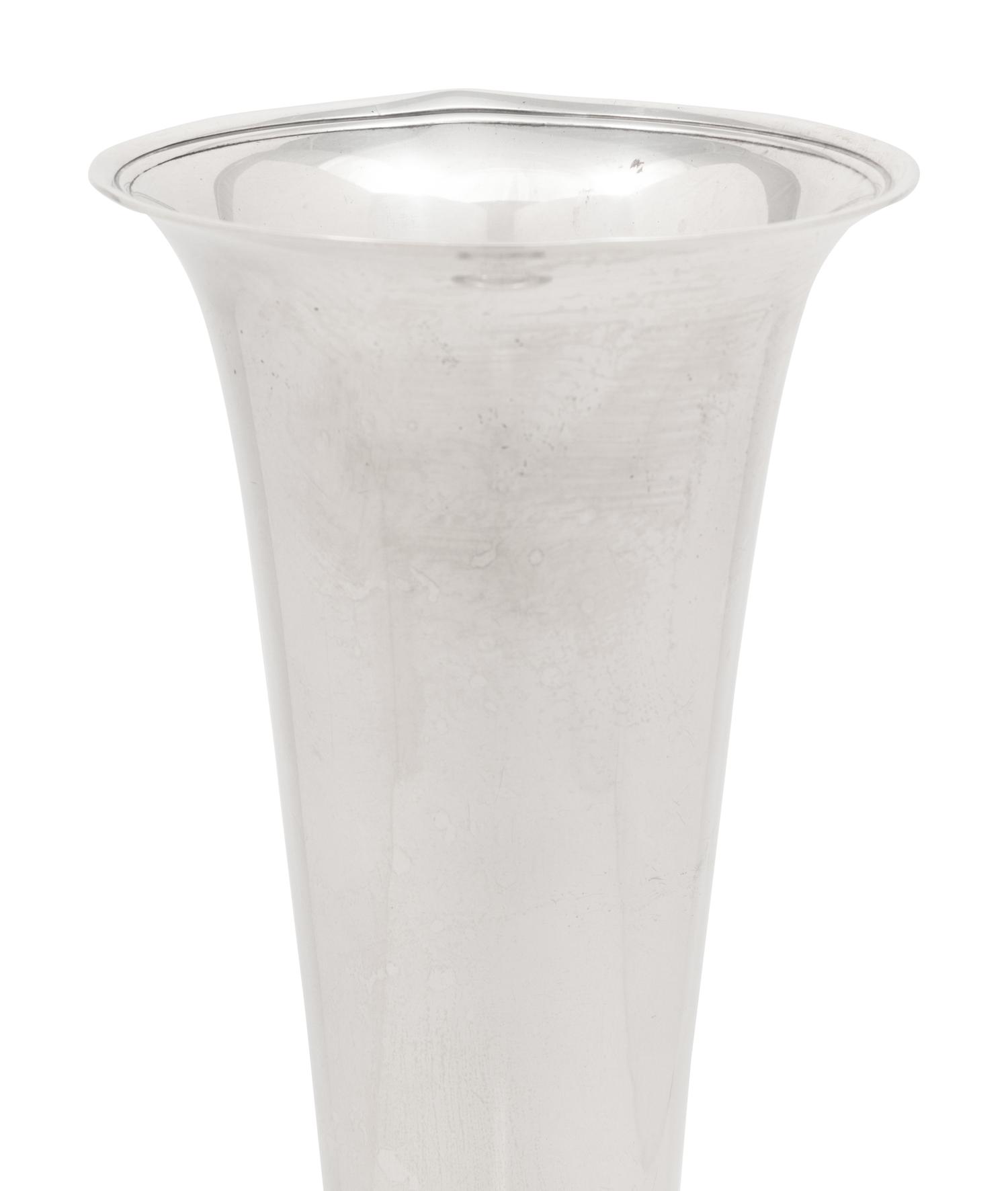 A Tiffany and Co. Silver Trumpet Vase