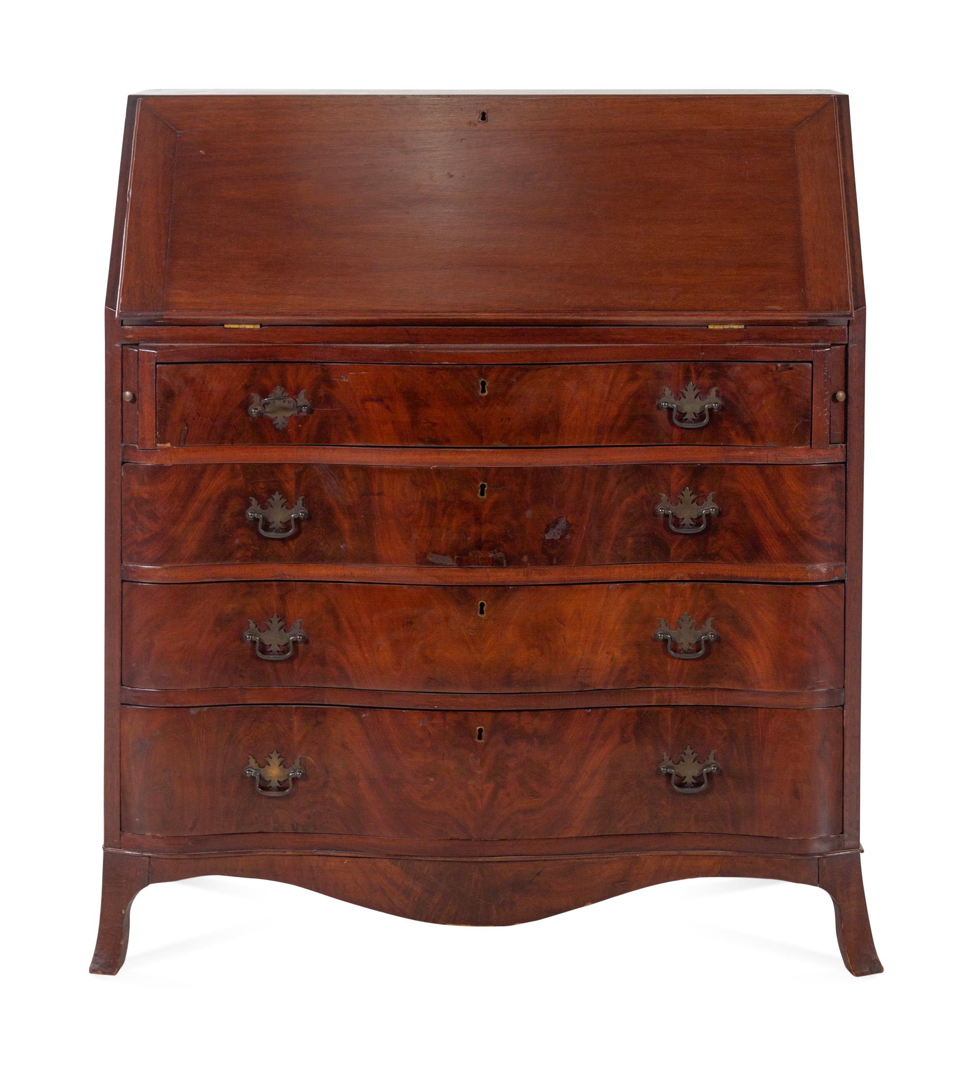 A Chippendale Style Mahogany Slant Front Desk