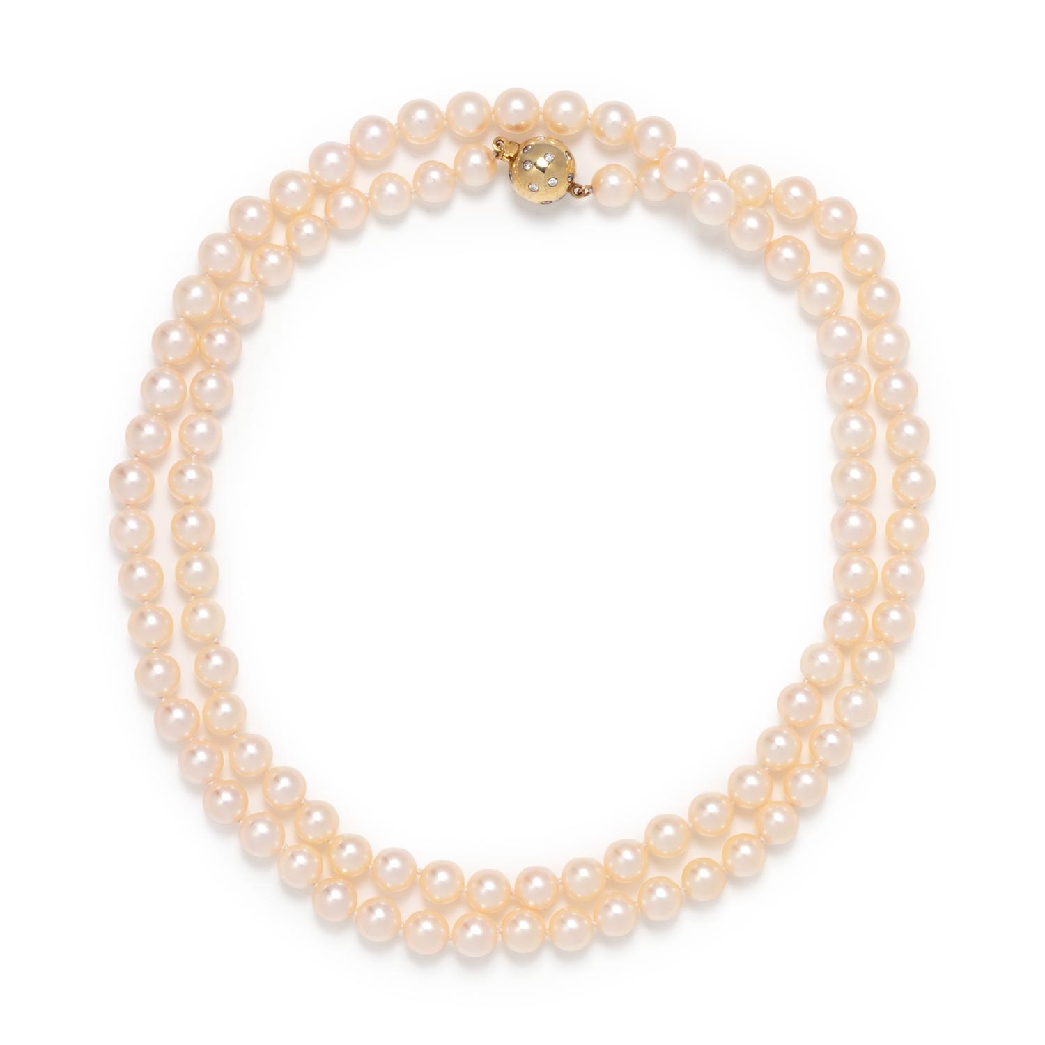CULTURED PEARL AND DIAMOND NECKLACE