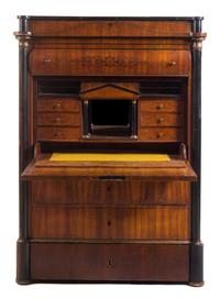 A Biedermeier Birch Secretaire a Abattant Height 59 x width 43 x depth 23 inches.