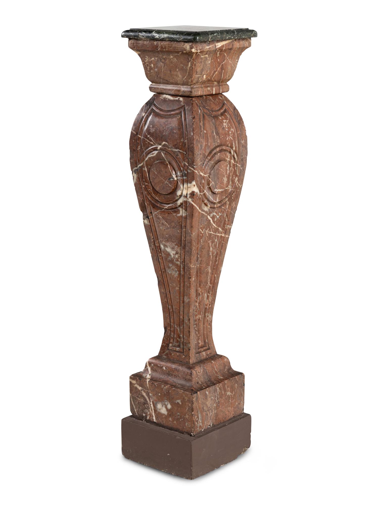 An Italian Red-Veined Marble Pedestal
