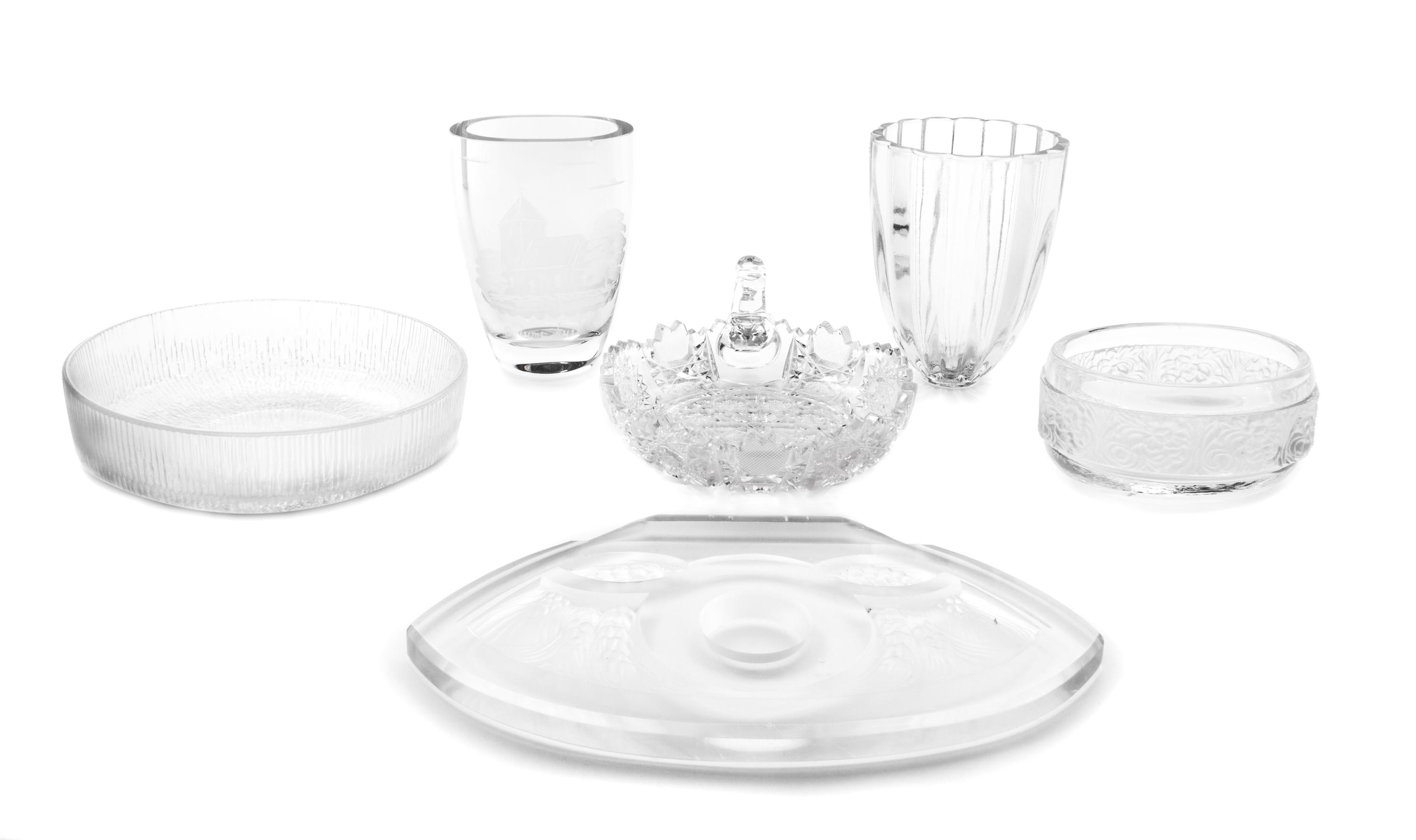 A Collection of Glass Articles Width of widest 12 1/2 inches.